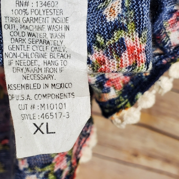 Mauve Blue Floral Print open front Kimono Cardigan - Picture 6 of 6